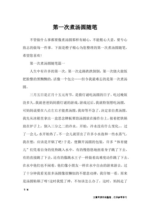 第一次煮汤圆随笔_作文专题