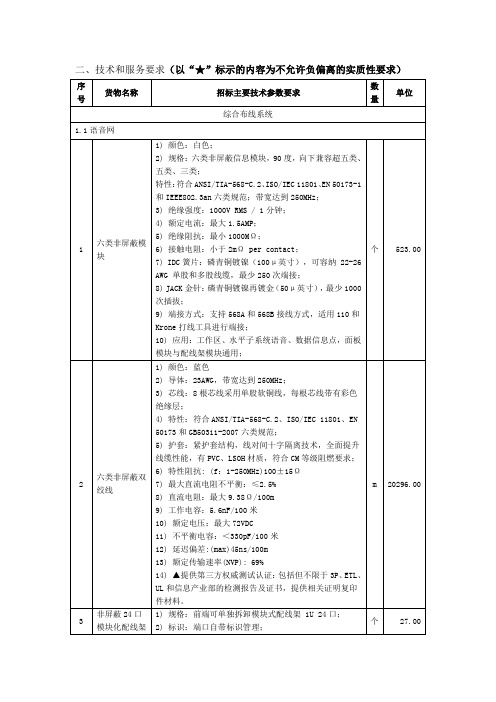 技术和服务要求以标示的内容为不允许负偏离的实