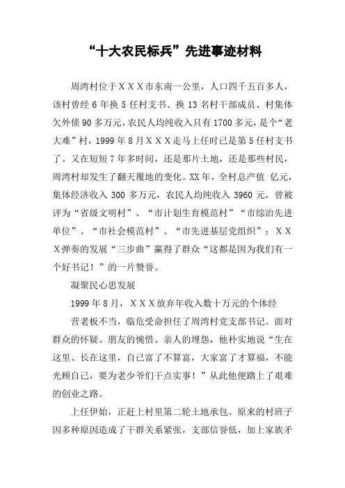 “十大农民标兵”先进事迹材料