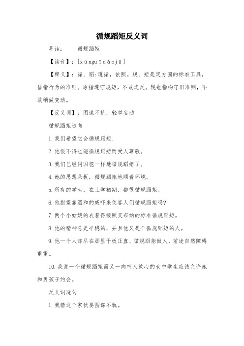 循规蹈矩反义词