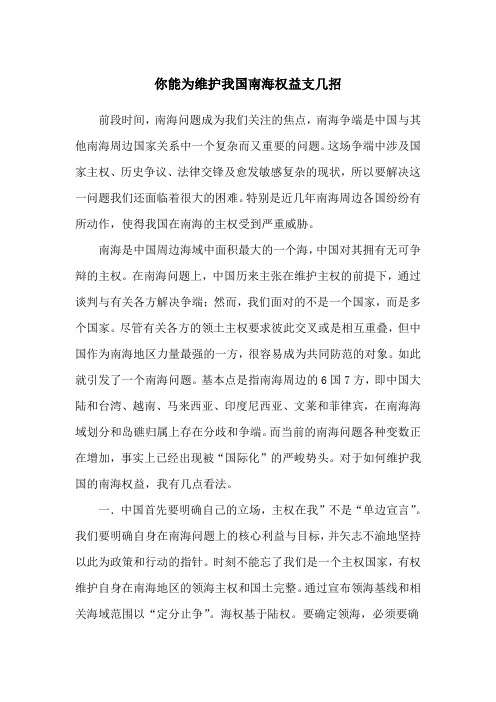 如何维护南海权益问题