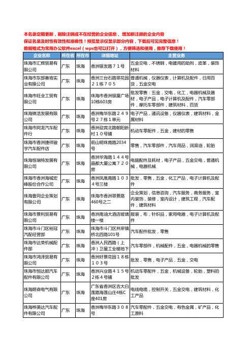 新版广东省珠海零售汽车配件工商企业公司商家名录名单联系方式大全224家