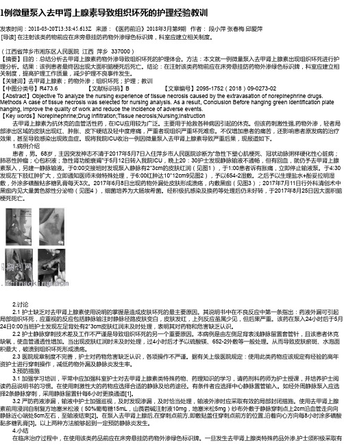1例微量泵入去甲肾上腺素导致组织坏死的护理经验教训