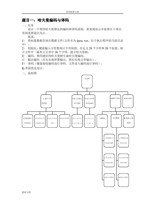 大数据结构课程设计哈夫曼编码译码器