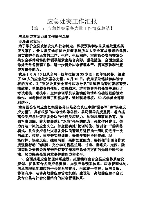 应急处突工作汇报
