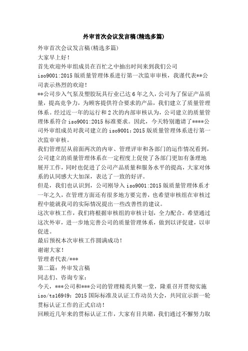 外审首次会议发言稿(精选多篇)