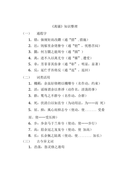 高中语文必修2文言知识点整理《离骚》.doc