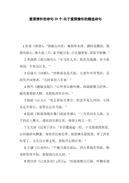 爱国情怀的诗句20个-关于爱国情怀的精选诗句  