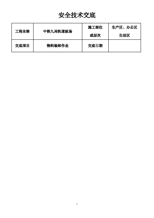 CRTSIII型轨道板安全技术交底母版-物料装卸作业--