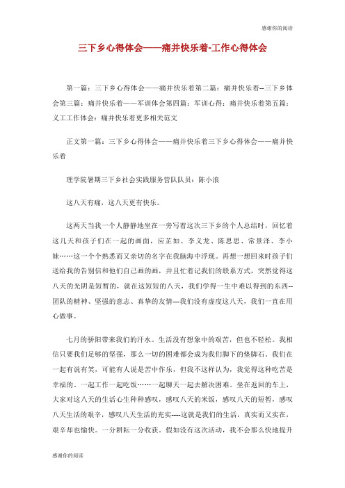 三下乡心得体会——痛并快乐着工作心得体会.doc