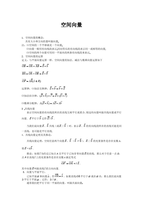 高考数学常考知识点之空间向量
