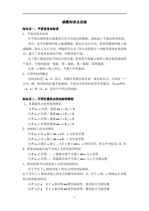 高中数学 函数知识点总结与经典例题与解析