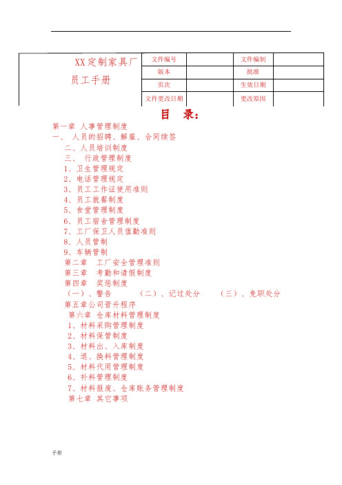 XX定制家具厂员工说明手册.doc