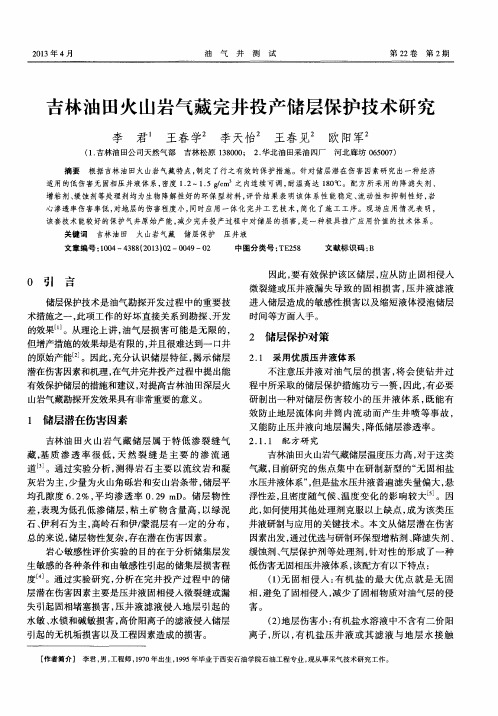 吉林油田火山岩气藏完井投产储层保护技术研究
