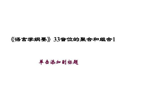 《语言学纲要》33音位的聚合和组合1