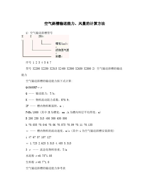 空气斜槽输送能力、风量的计算方法