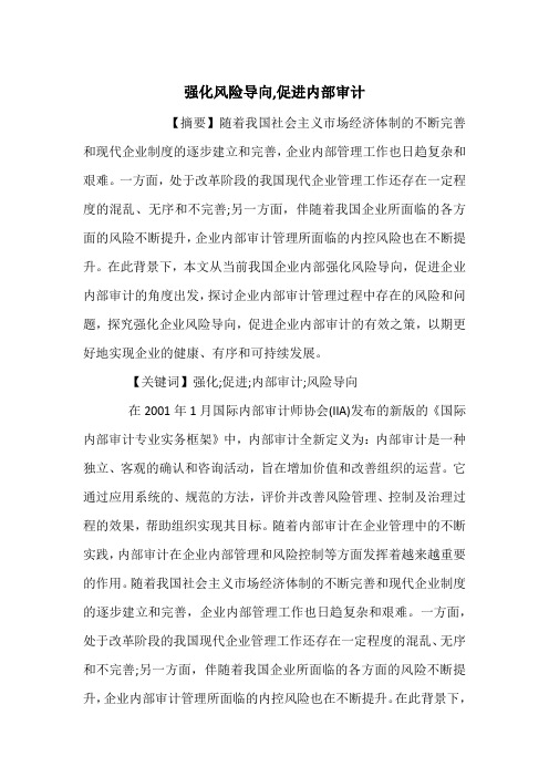 强化风险导向,促进内部审计