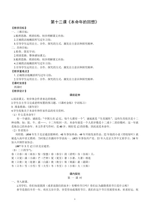 《本命年的回想》教案