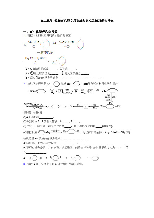高二化学 烃和卤代烃专项训练知识点及练习题含答案