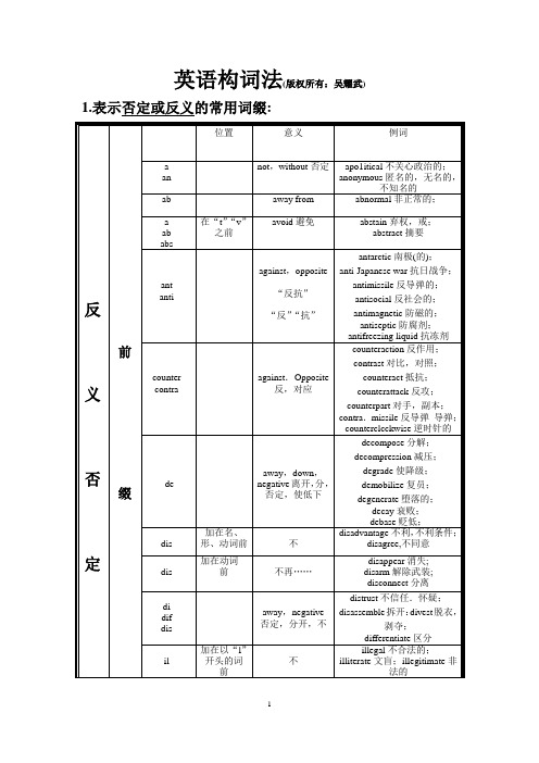 英语结构词法剖析