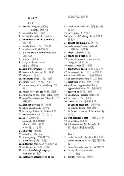 英语选修 7-8重点词汇