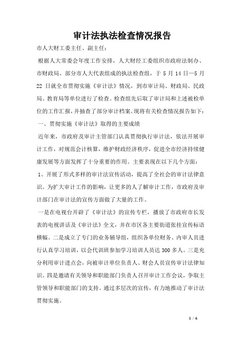审计法执法检查情况报告