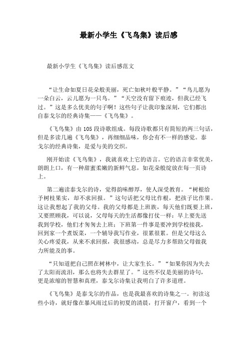 最新小学生《飞鸟集》读后感