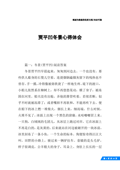 贾平凹冬景心得体会