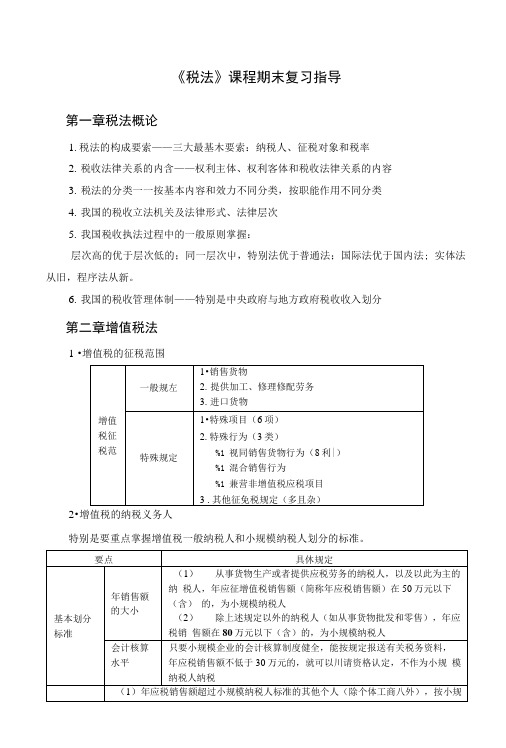 《税法》课程期末复习指导.doc