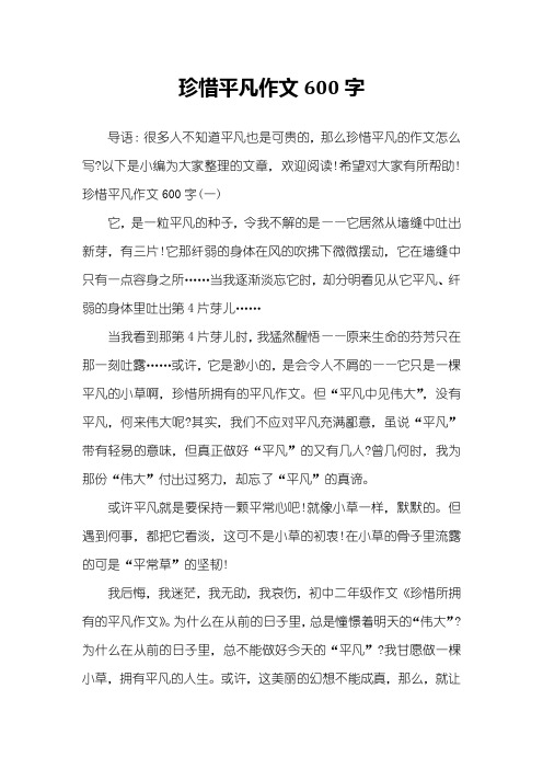珍惜平凡作文600字