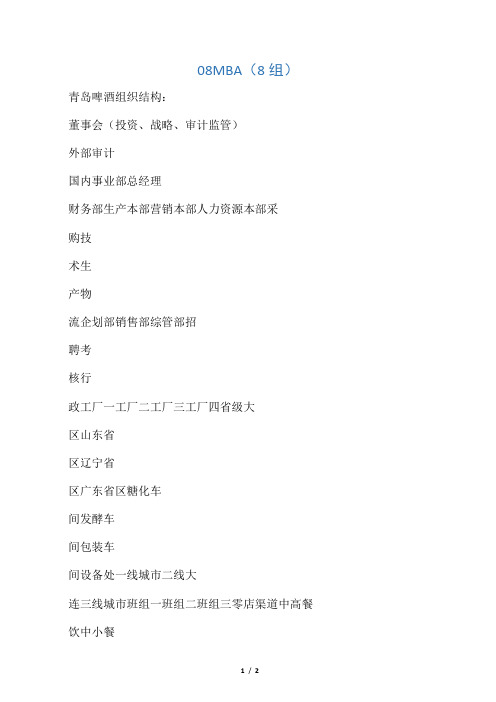 青岛啤酒组织结构