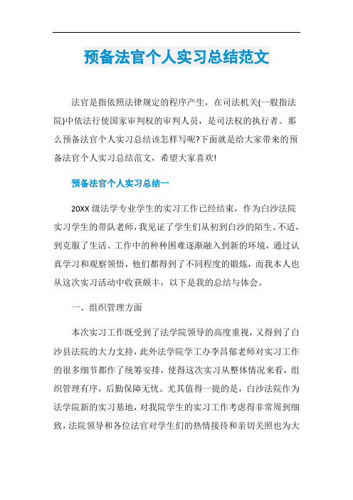 预备法官个人实习总结范文