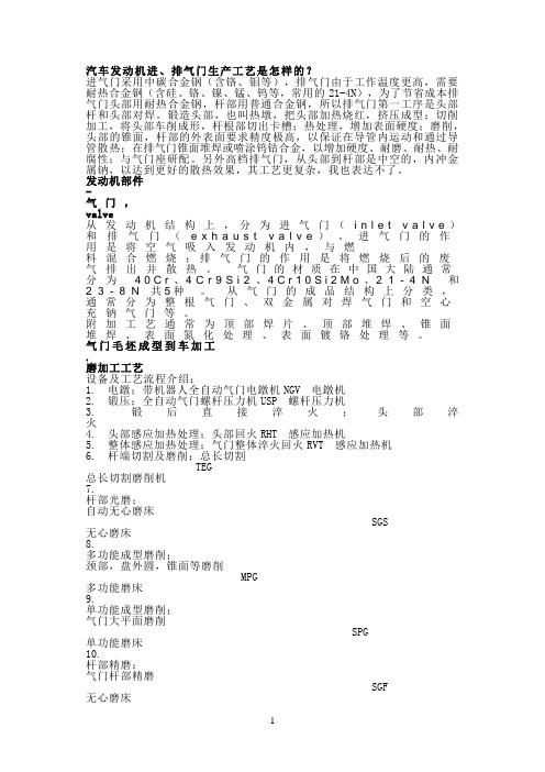 气门生产工艺流程参考资料