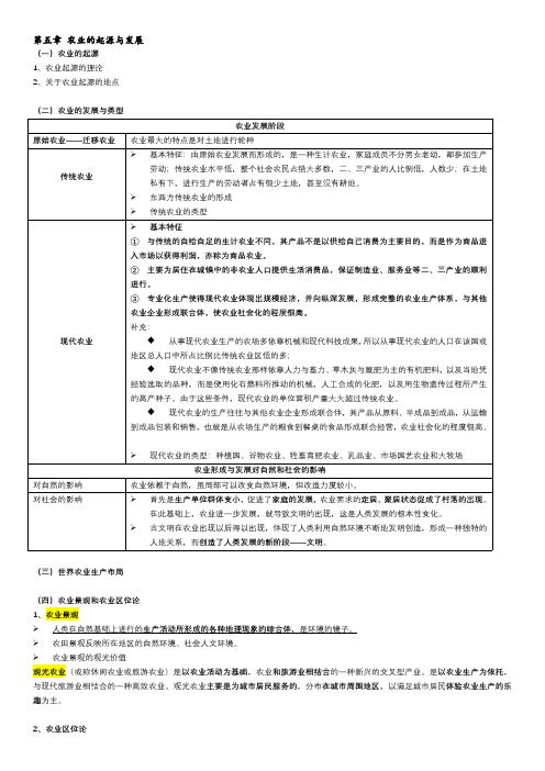 人文地理学(赵荣第二版)第5、6章 农业、工业区位 知识点