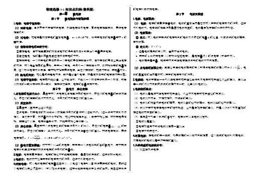物理选修3-1知识点归纳(鲁科版)