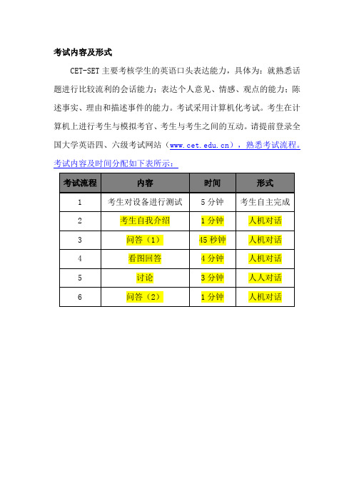 英语口语考试内容及形式