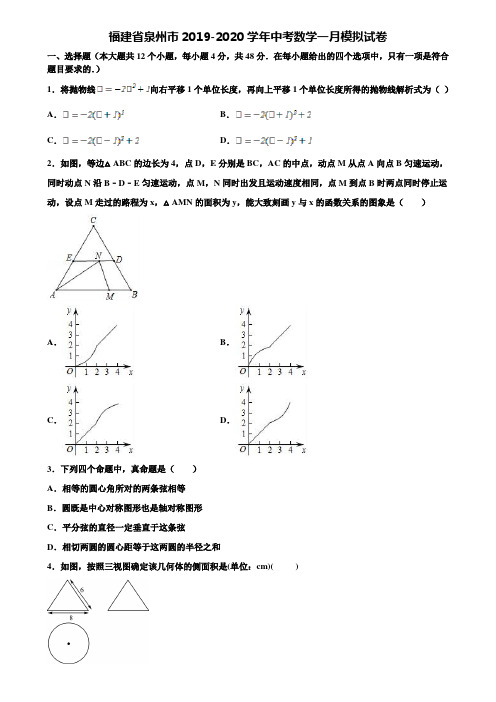 福建省泉州市2019-2020学年中考数学一月模拟试卷含解析