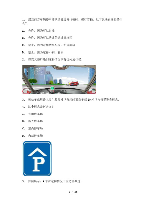 2011东山县学车考试小型汽车仿真试题