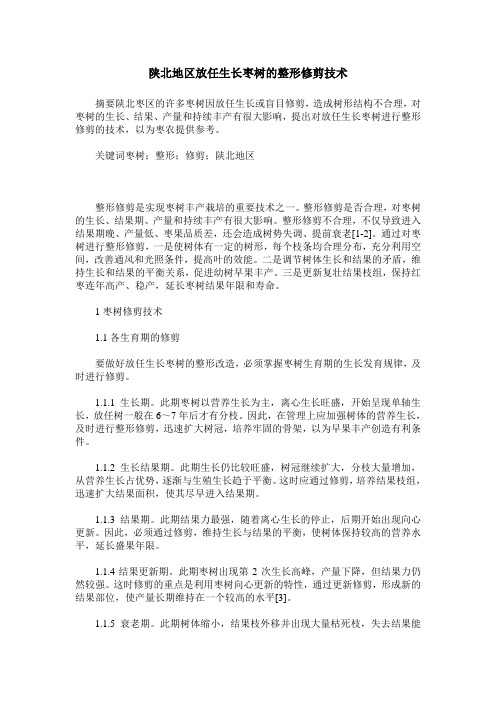 陕北地区放任生长枣树的整形修剪技术