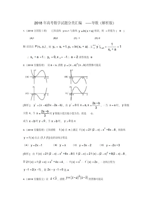 2018年高考数学试题分类汇编-----导数精品