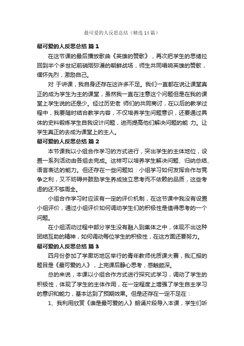 最可爱的人反思总结（精选14篇）