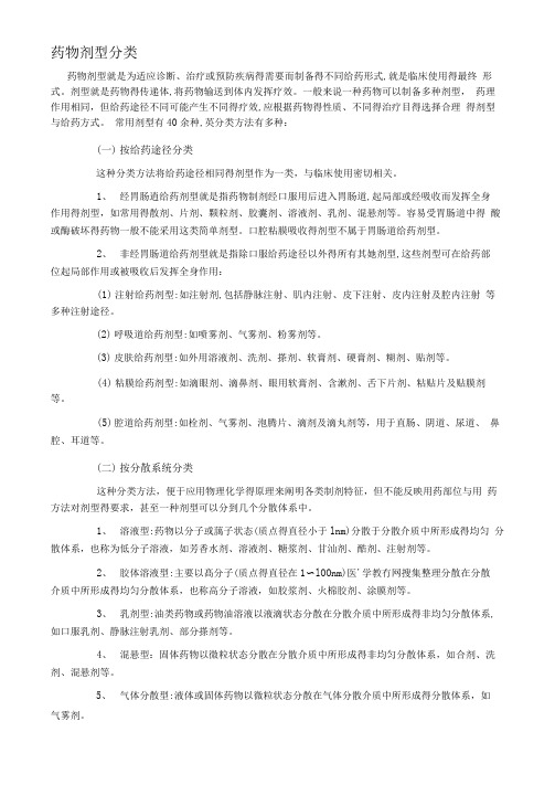 药物剂型分类