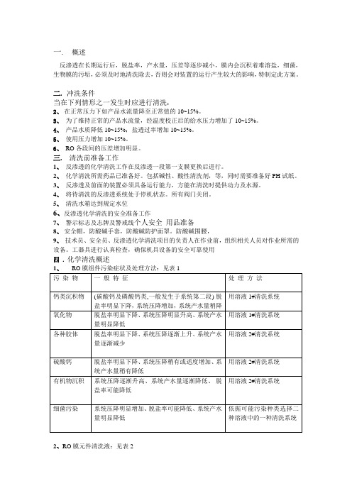 反渗透装置化学清洗方案
