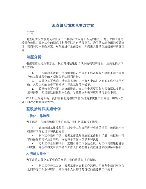 巡查组反馈意见整改方案