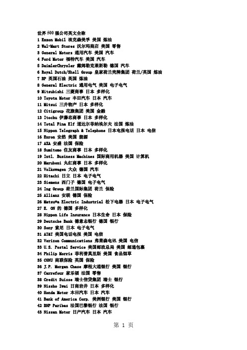 世界500强公司英文全称word精品文档12页