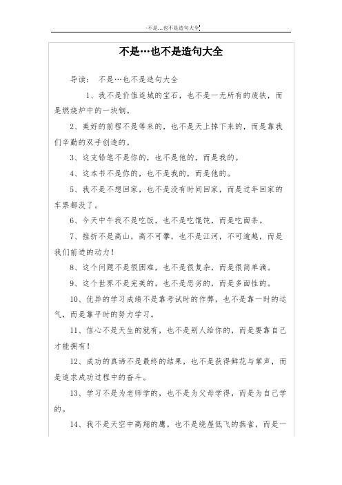 不是…也不是造句大全