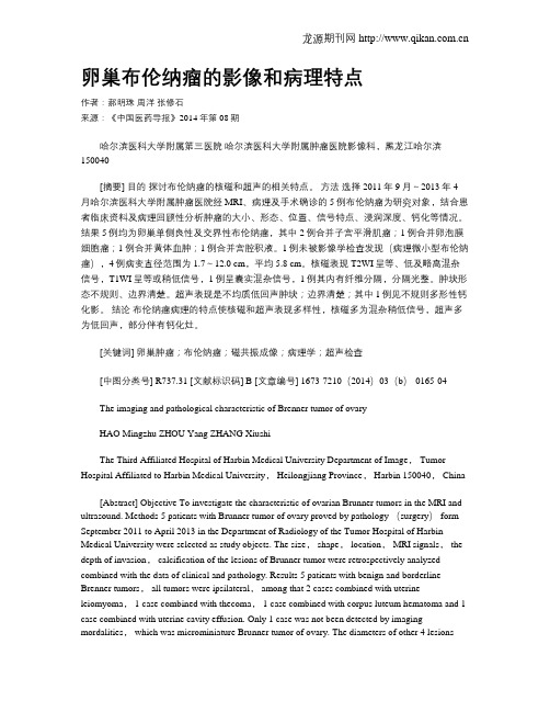 卵巢布伦纳瘤的影像和病理特点