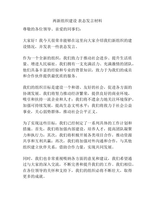 两新组织建设 表态发言材料