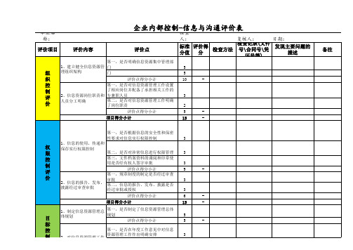 企业内部控制-信息与沟通评价表