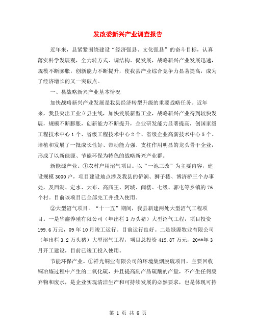 发改委新兴产业调查报告